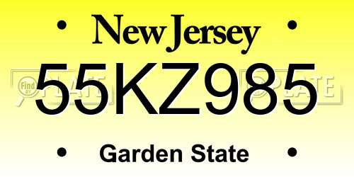 55KZ985 New Jersey License Plate