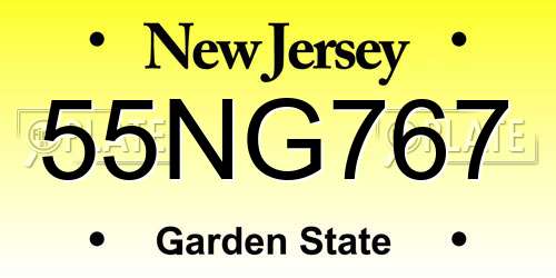 55NG767 New Jersey License Plate