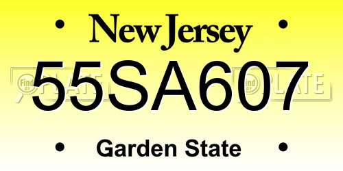 55SA607 New Jersey License Plate