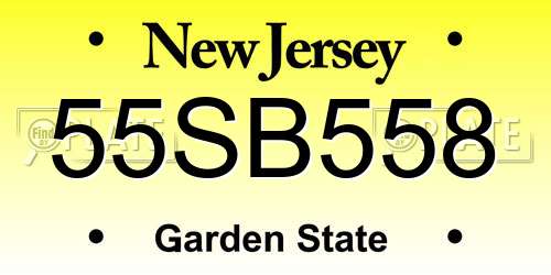 55SB558 New Jersey License Plate