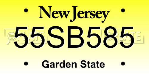 55SB585 New Jersey License Plate