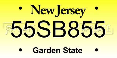 55SB855 New Jersey License Plate