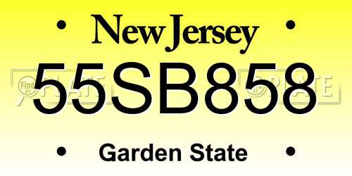 55SB858 New Jersey License Plate