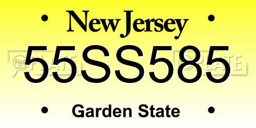 55SS585 New Jersey License Plate