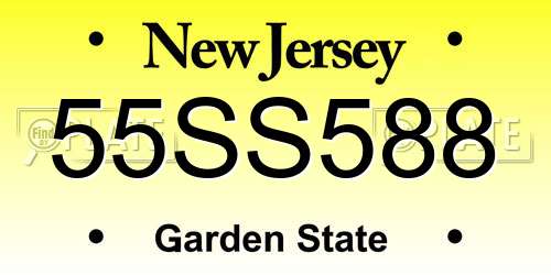 55SS588 New Jersey License Plate