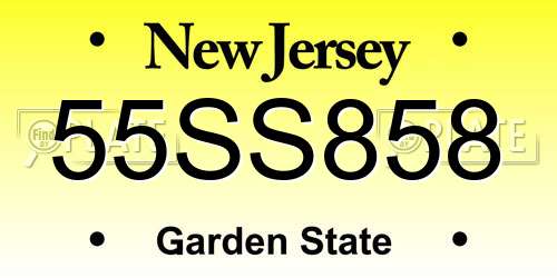 55SS858 New Jersey License Plate