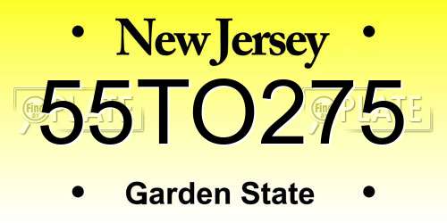 55TO275 New Jersey License Plate