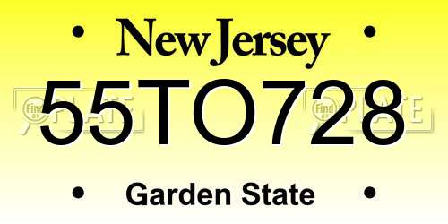 55TO728 New Jersey License Plate