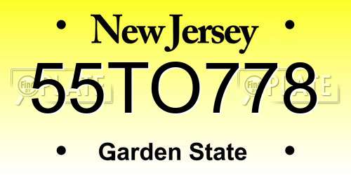 55TO778 New Jersey License Plate