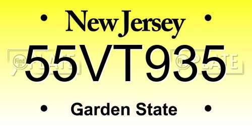 55VT935 New Jersey License Plate