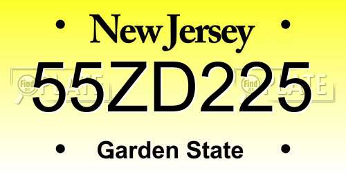 55ZD225 New Jersey License Plate
