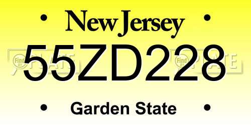 55ZD228 New Jersey License Plate