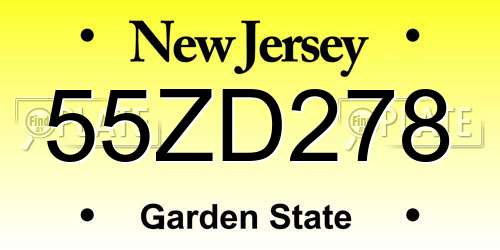 55ZD278 New Jersey License Plate