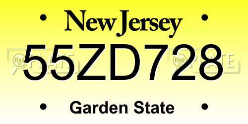 55ZD728 New Jersey License Plate