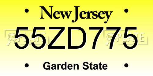 55ZD775 New Jersey License Plate