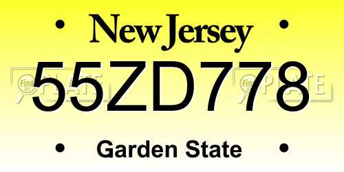 55ZD778 New Jersey License Plate