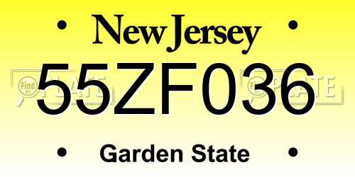 55ZF036 New Jersey License Plate