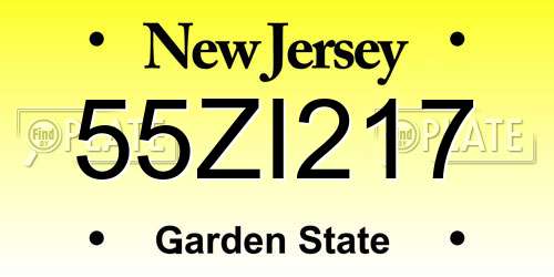 55ZI217 New Jersey License Plate
