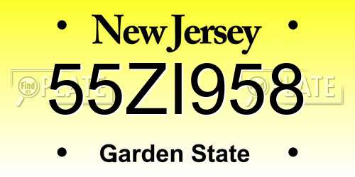 55ZI958 New Jersey License Plate