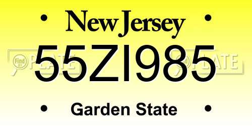 55ZI985 New Jersey License Plate