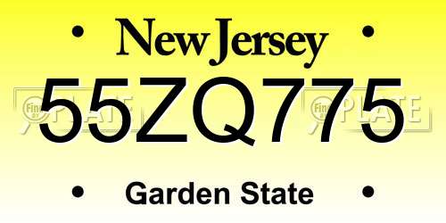 55ZQ775 New Jersey License Plate