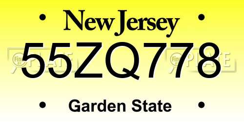55ZQ778 New Jersey License Plate