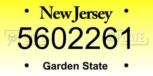 5602261 New Jersey License Plate