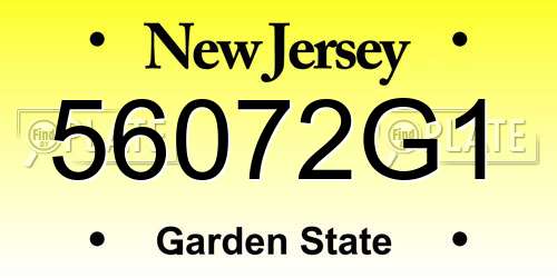 56072G1 New Jersey License Plate