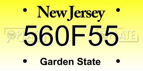 560F55 New Jersey License Plate
