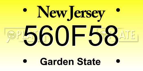 560F58 New Jersey License Plate