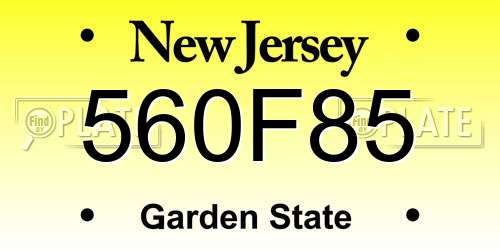560F85 New Jersey License Plate