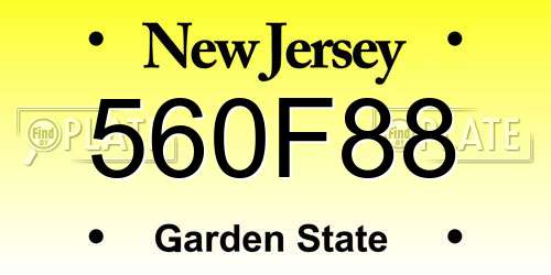 560F88 New Jersey License Plate