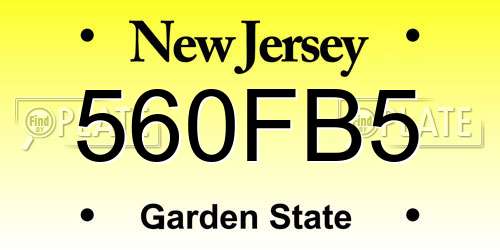 560FB5 New Jersey License Plate