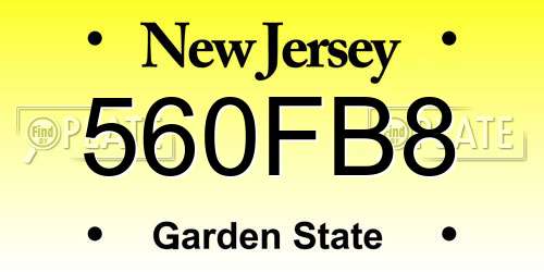 560FB8 New Jersey License Plate
