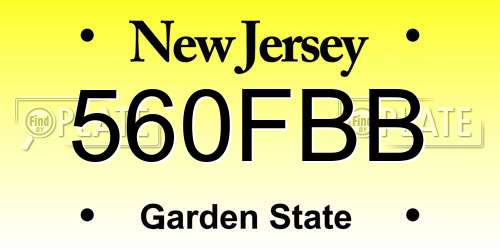 560FBB New Jersey License Plate