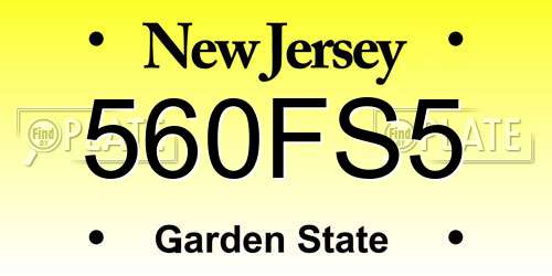 560FS5 New Jersey License Plate