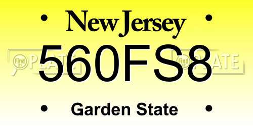 560FS8 New Jersey License Plate