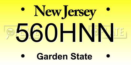560HNN New Jersey License Plate