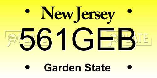 561GEB New Jersey License Plate