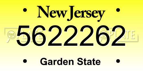 5622262 New Jersey License Plate