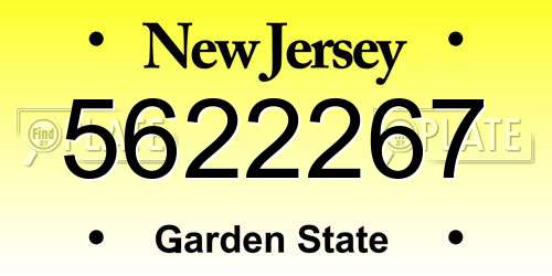 5622267 New Jersey License Plate