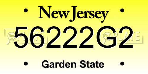 56222G2 New Jersey License Plate