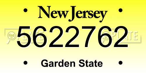 5622762 New Jersey License Plate