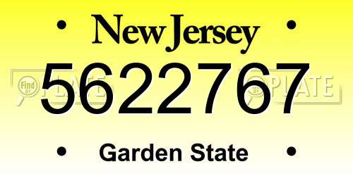 5622767 New Jersey License Plate