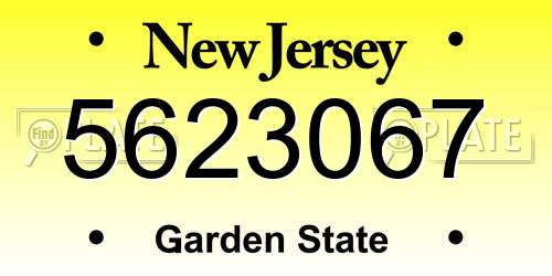 5623067 New Jersey License Plate