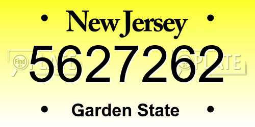 5627262 New Jersey License Plate