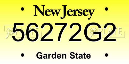 56272G2 New Jersey License Plate