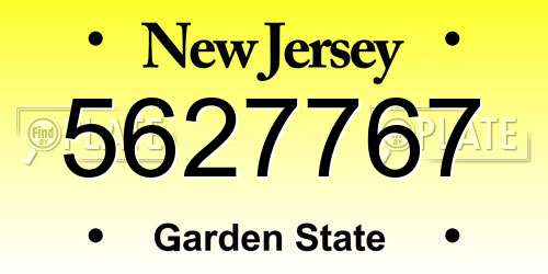 5627767 New Jersey License Plate
