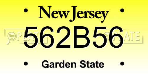 562B56 New Jersey License Plate