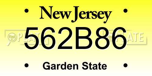 562B86 New Jersey License Plate